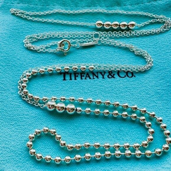 Tiffany & Co. Mixed Bead Chain in Sterling Silver Necklace, 28-30” - Picture 2 of 5